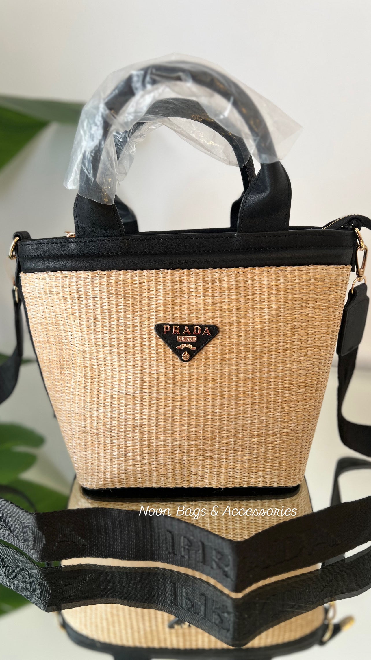 Prada straw tote bag