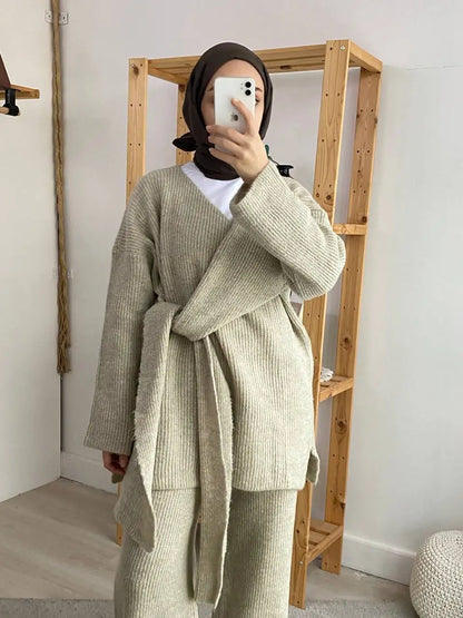 Wool co-ord with side belt