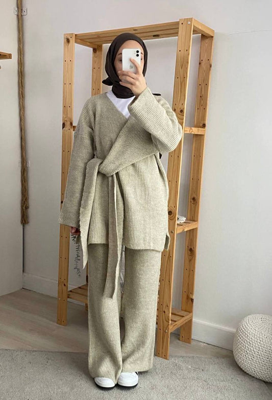 Wool co-ord with side belt