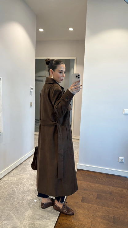 Double Breasted faux suede coat