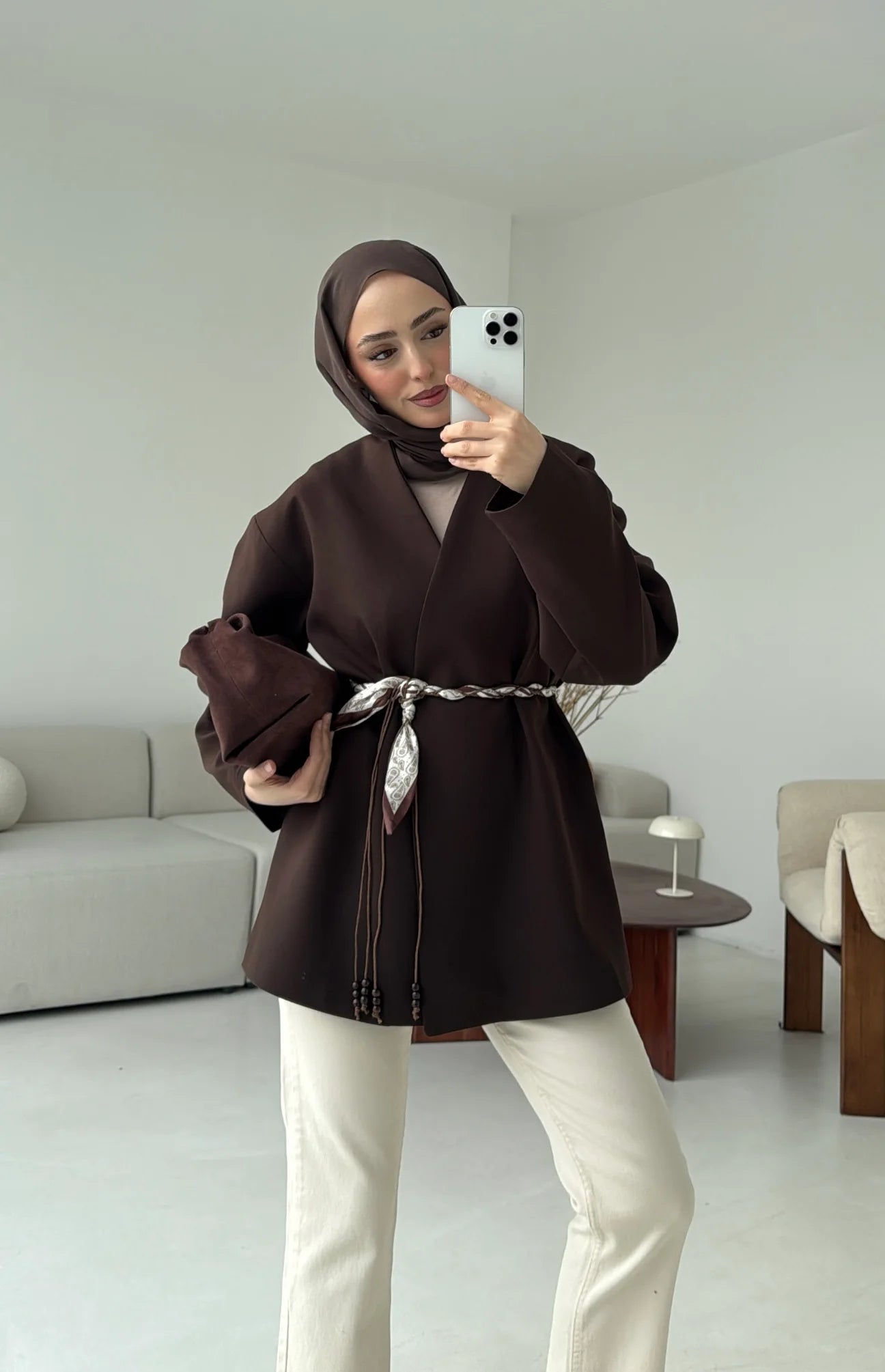 Oversized blazer with satin belt