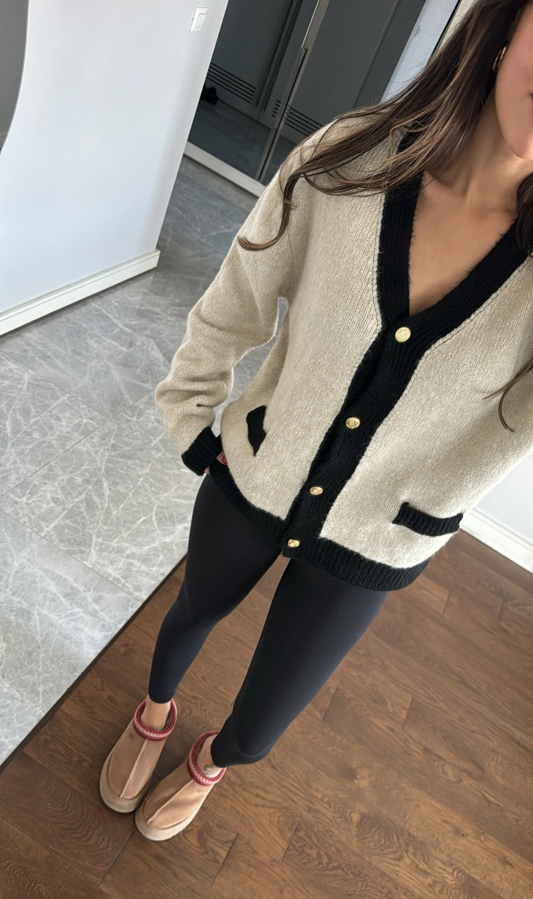 Contrast Wool Cardigan