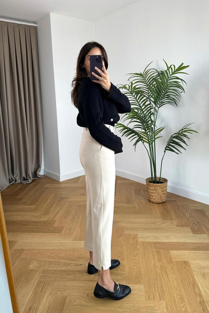 Mom fit pleated trouser