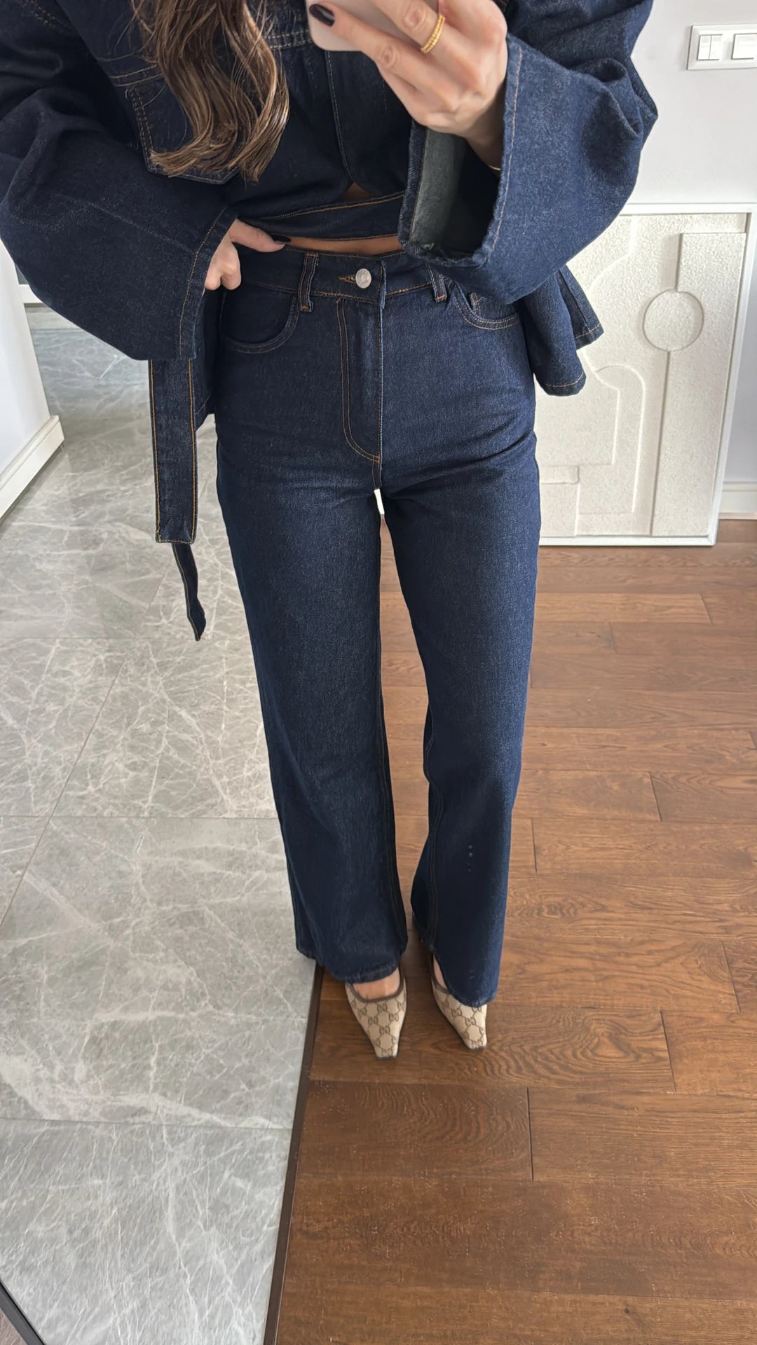 Belted jeans co-ord set