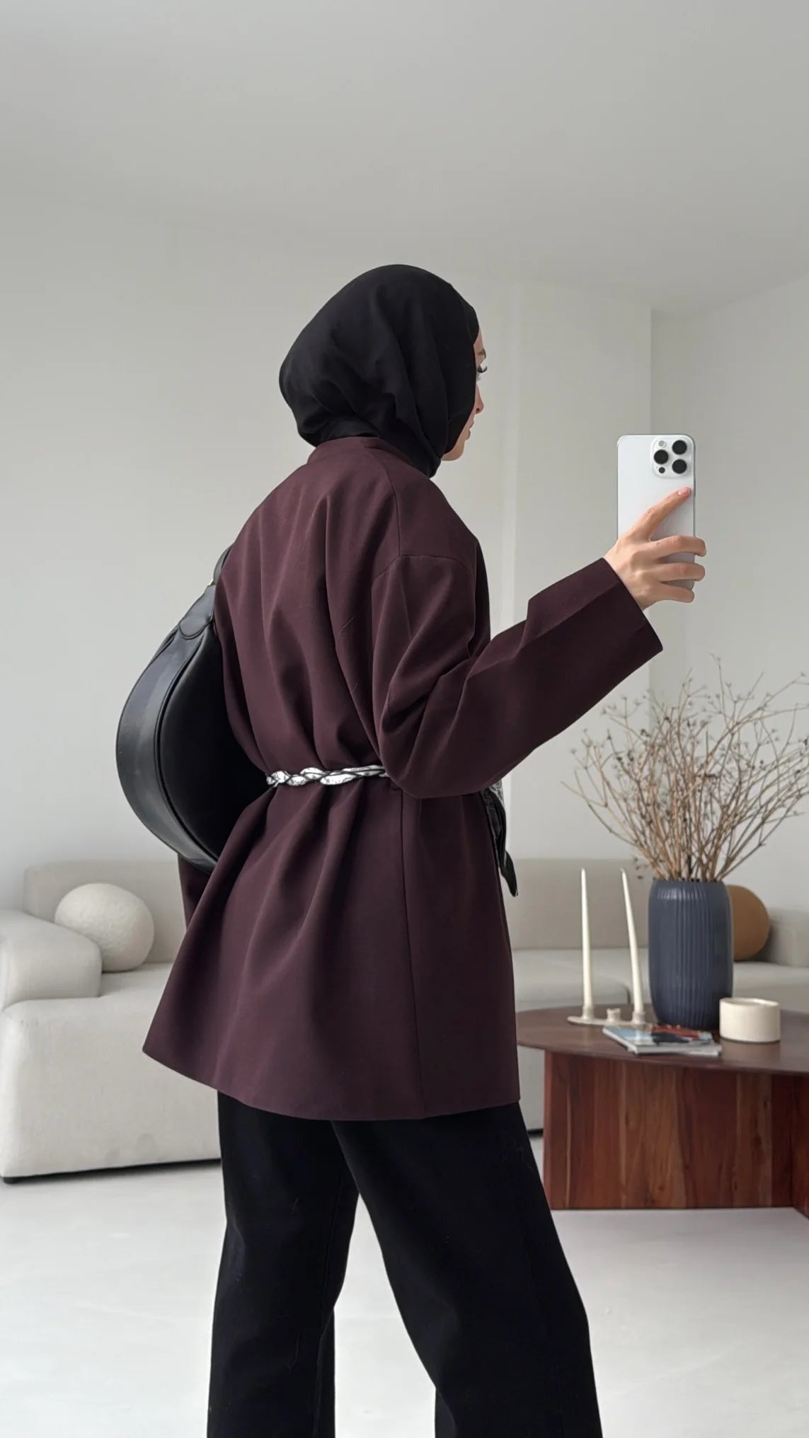 Oversized blazer with satin belt