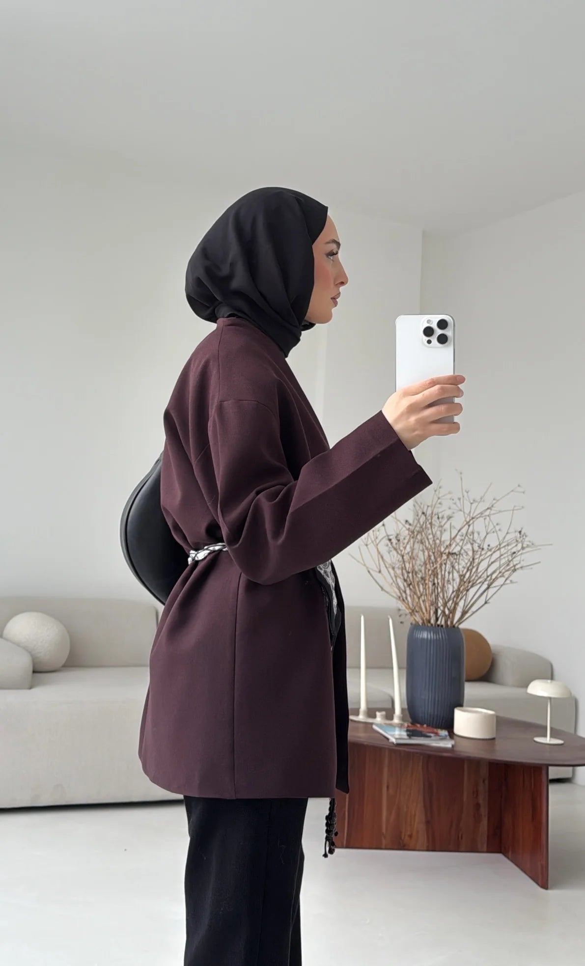 Oversized blazer with satin belt