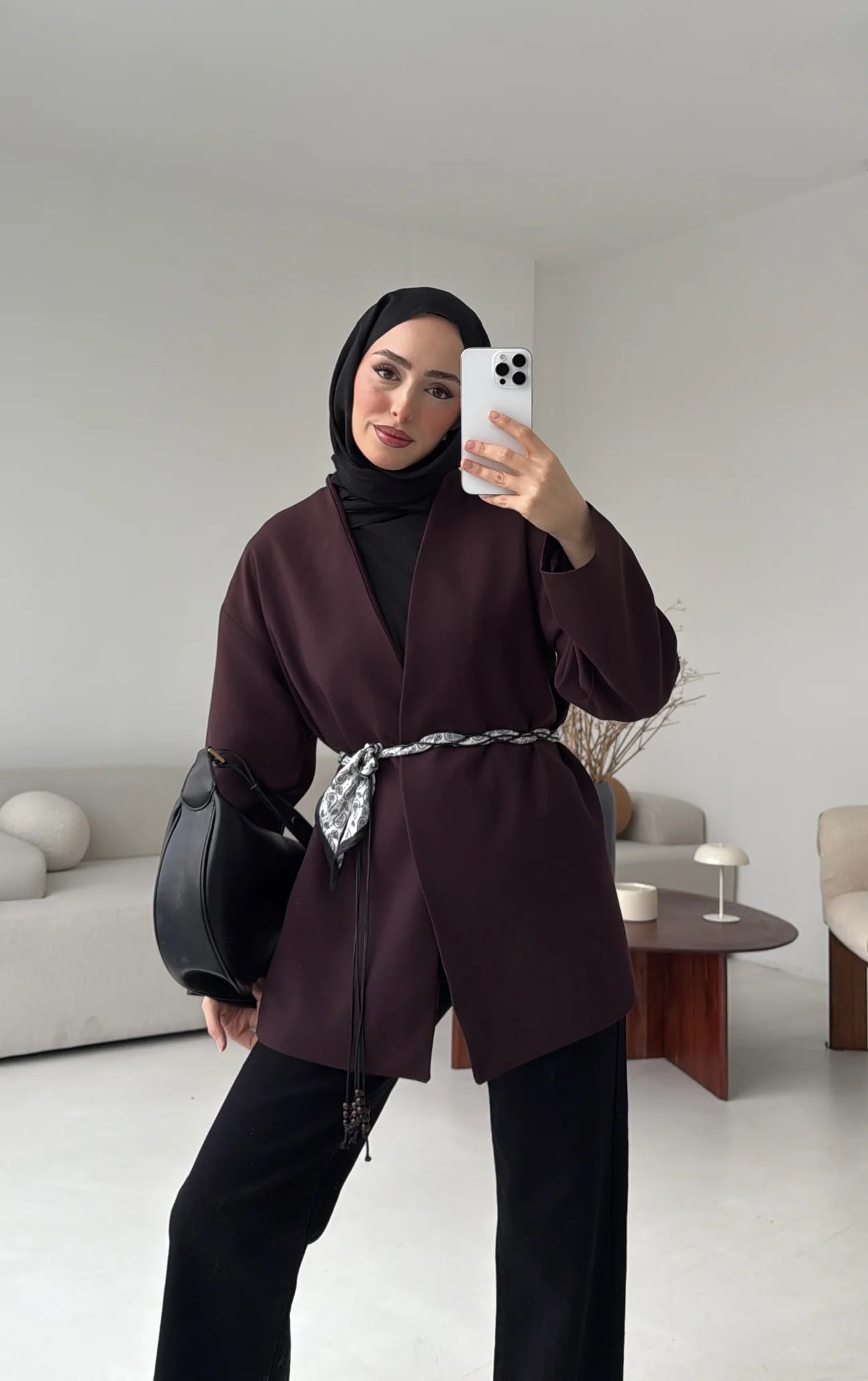 Oversized blazer with satin belt