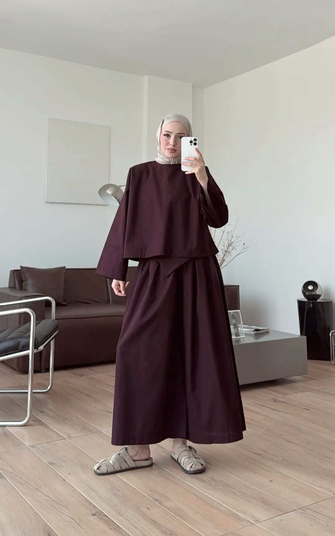PIECE DETAILED LINEN SET - BURGUNDY