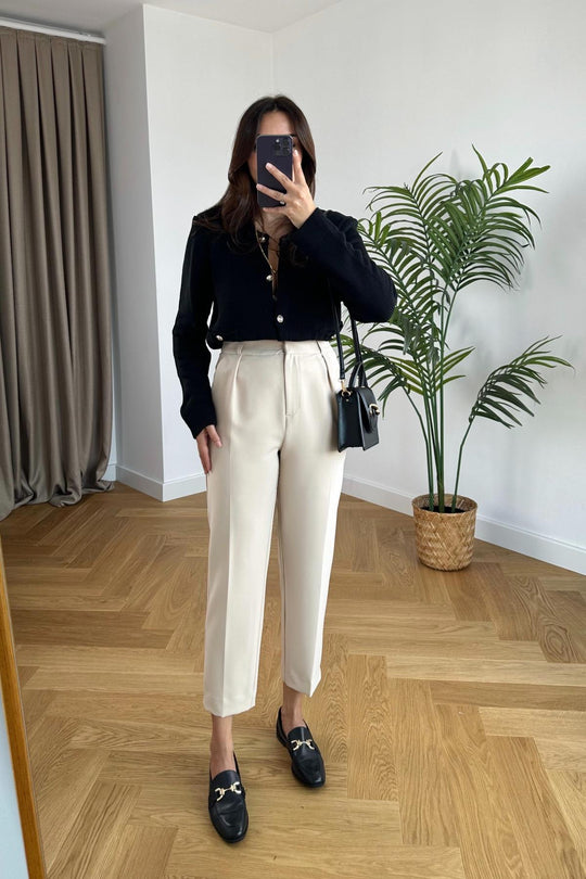 Mom fit pleated trouser