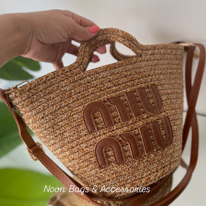 Miu miu straw tote bag