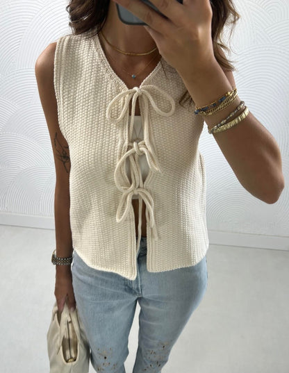 Sleeveless Knitted with Tied Details