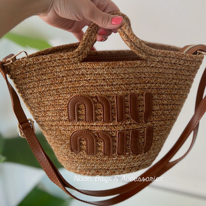 Miu miu straw tote bag