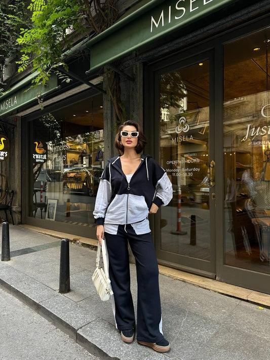 Two-Piece French cotton contrast tracksuit