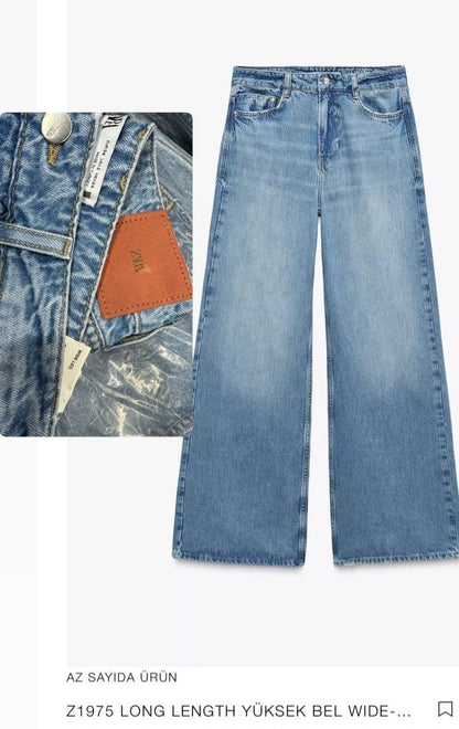 Zara wide leg mid rise jeans