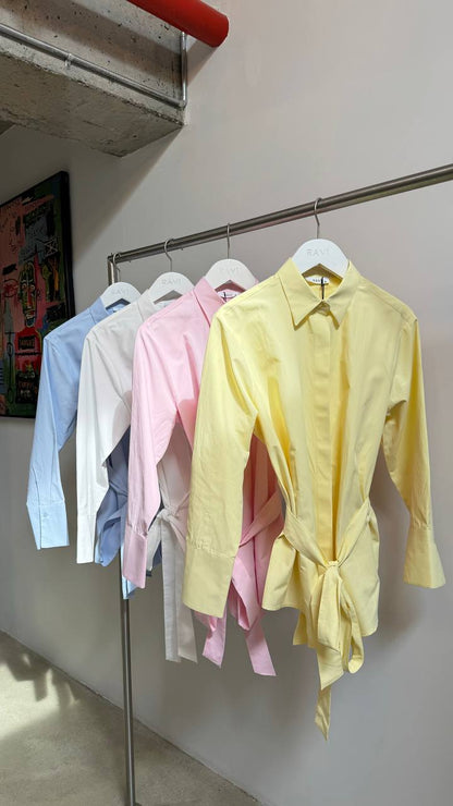 Buttonless Belted shirt (premium poplin)