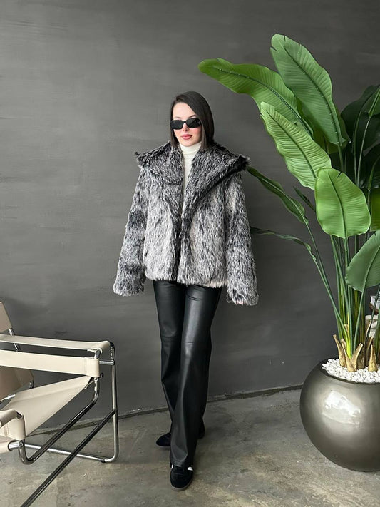 Oversized fur jacket