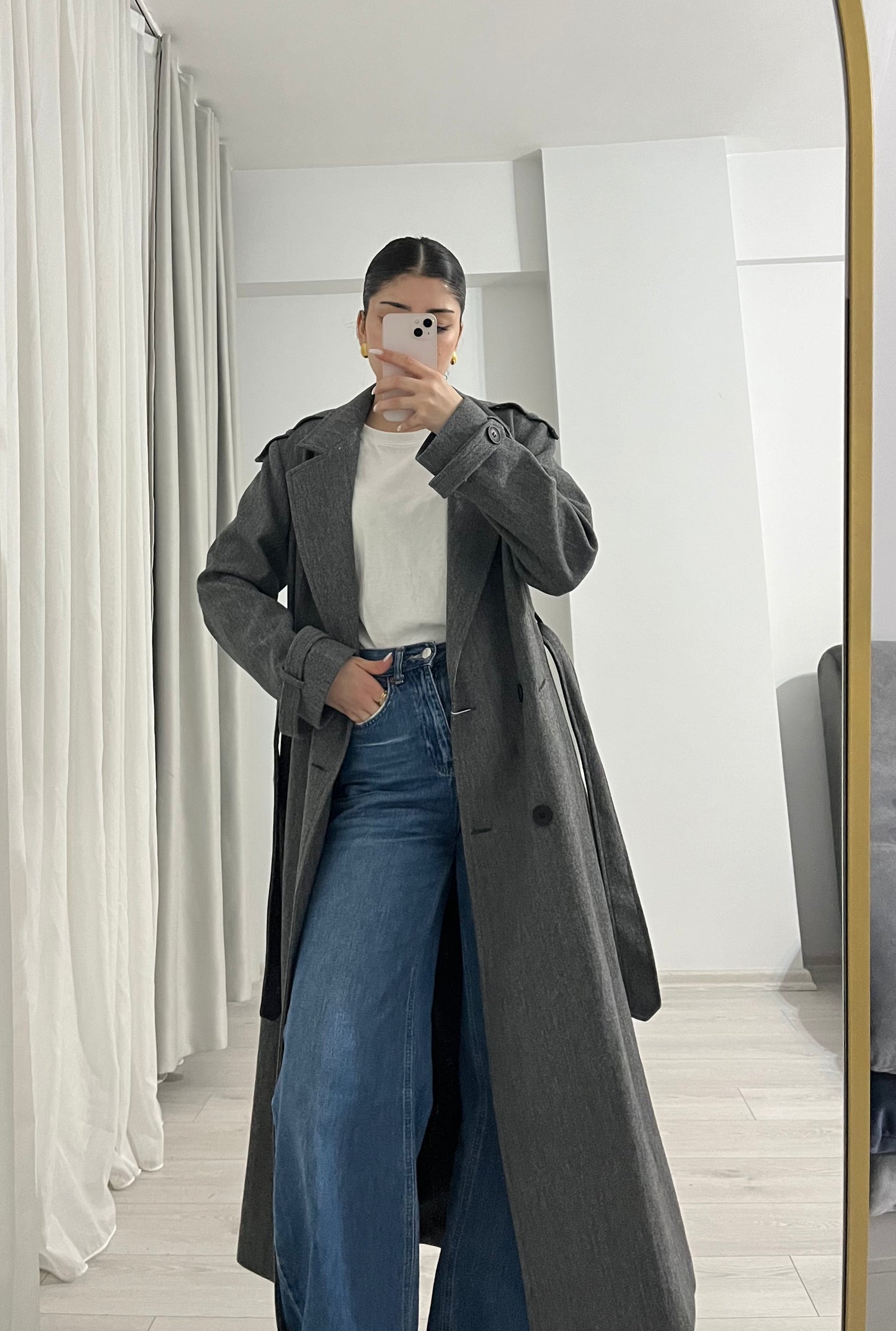 ASIA brand Double breasted coat with belt