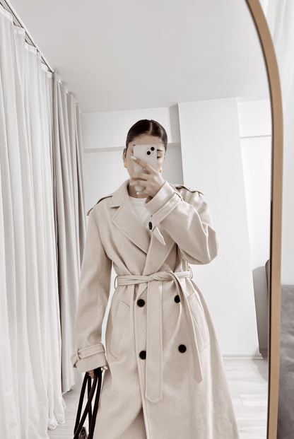 ASIA brand Double breasted coat with belt