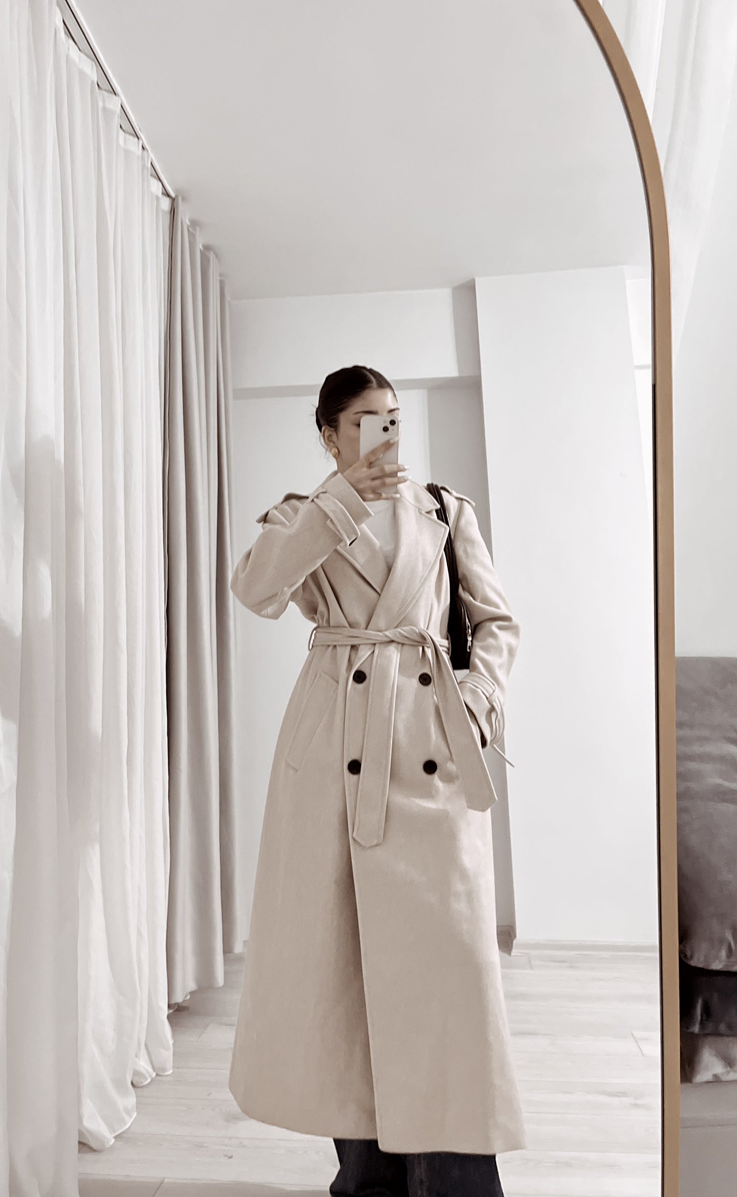 ASIA brand Double breasted coat with belt