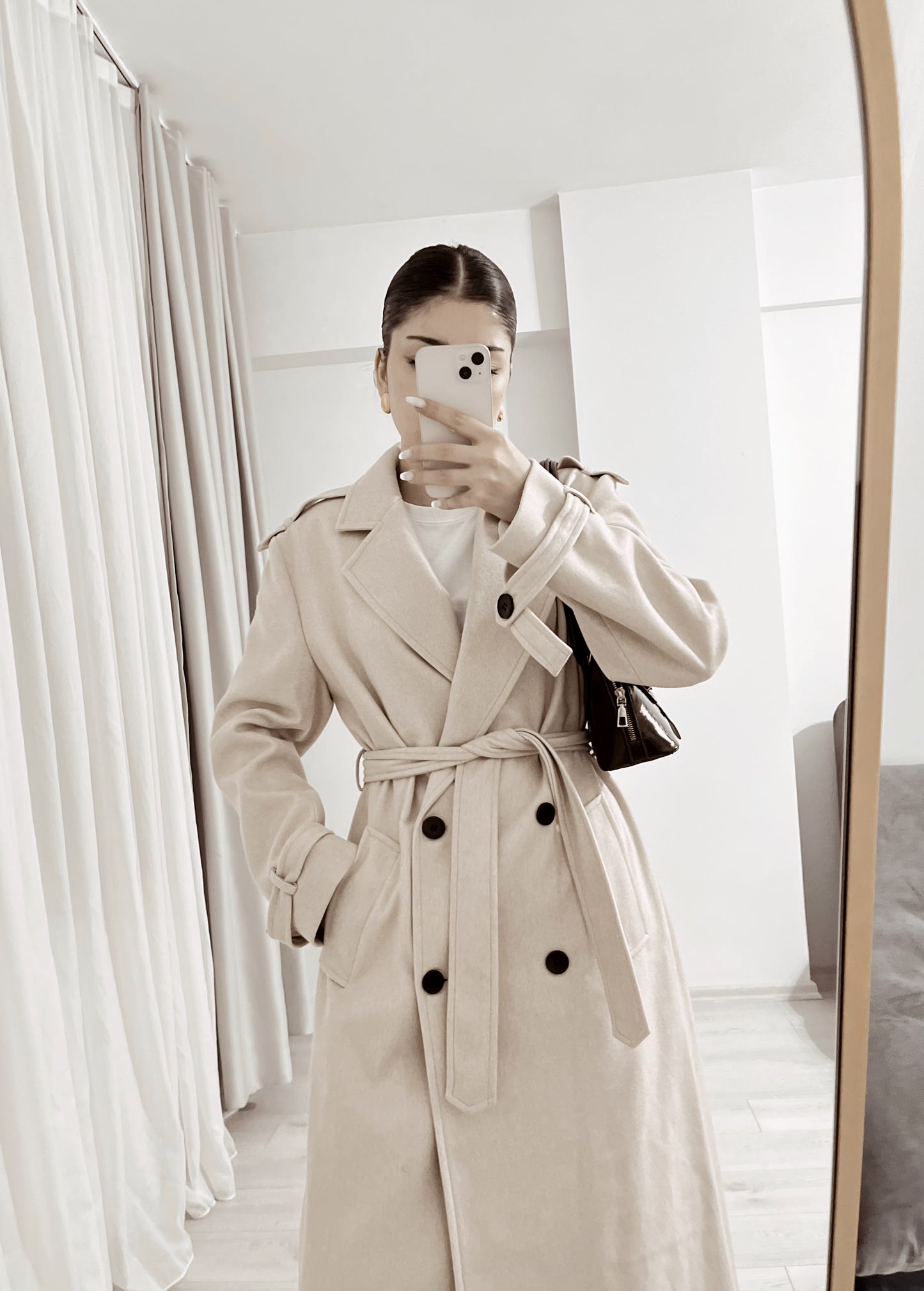 ASIA brand Double breasted coat with belt