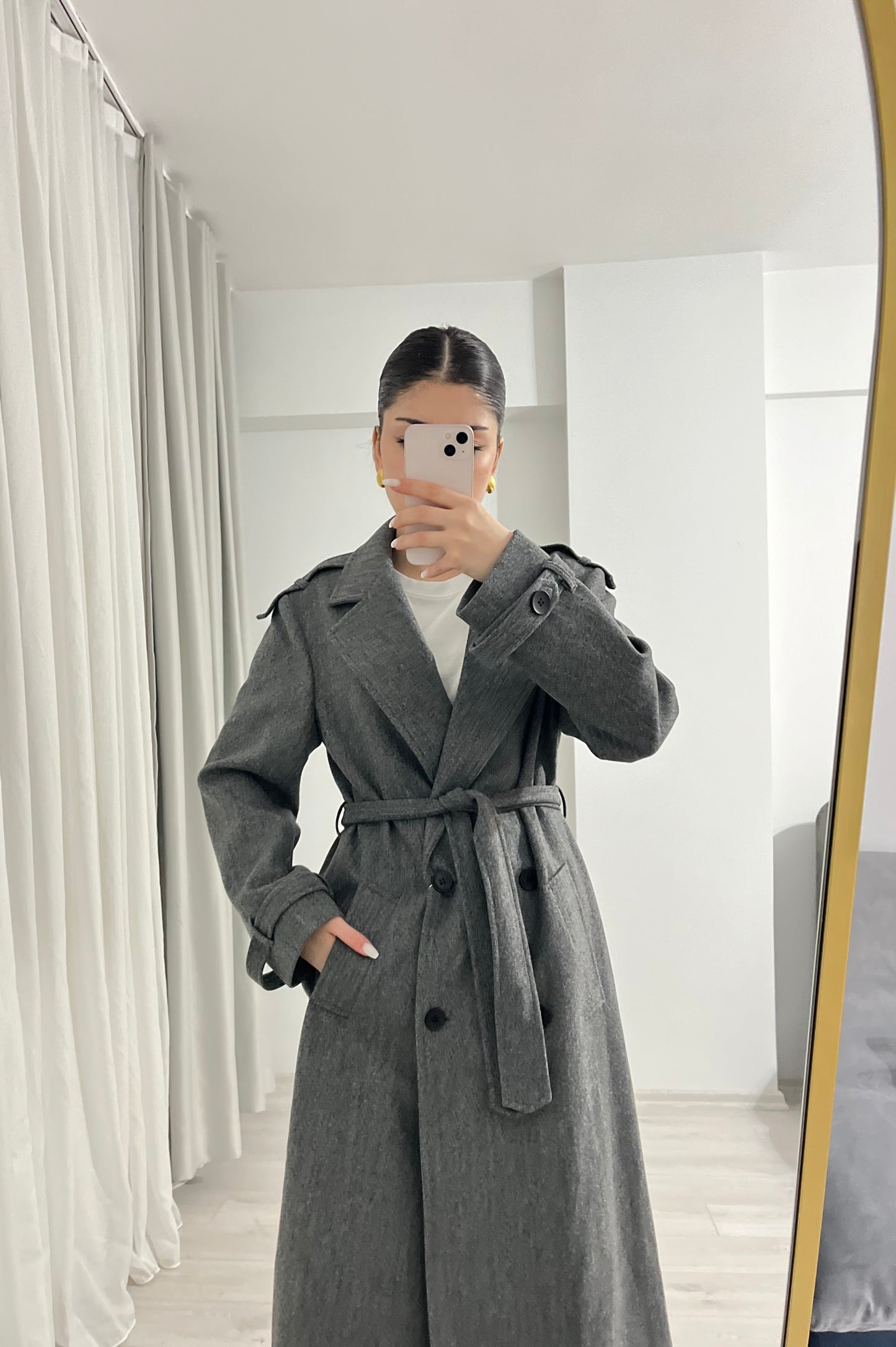 ASIA brand Double breasted coat with belt