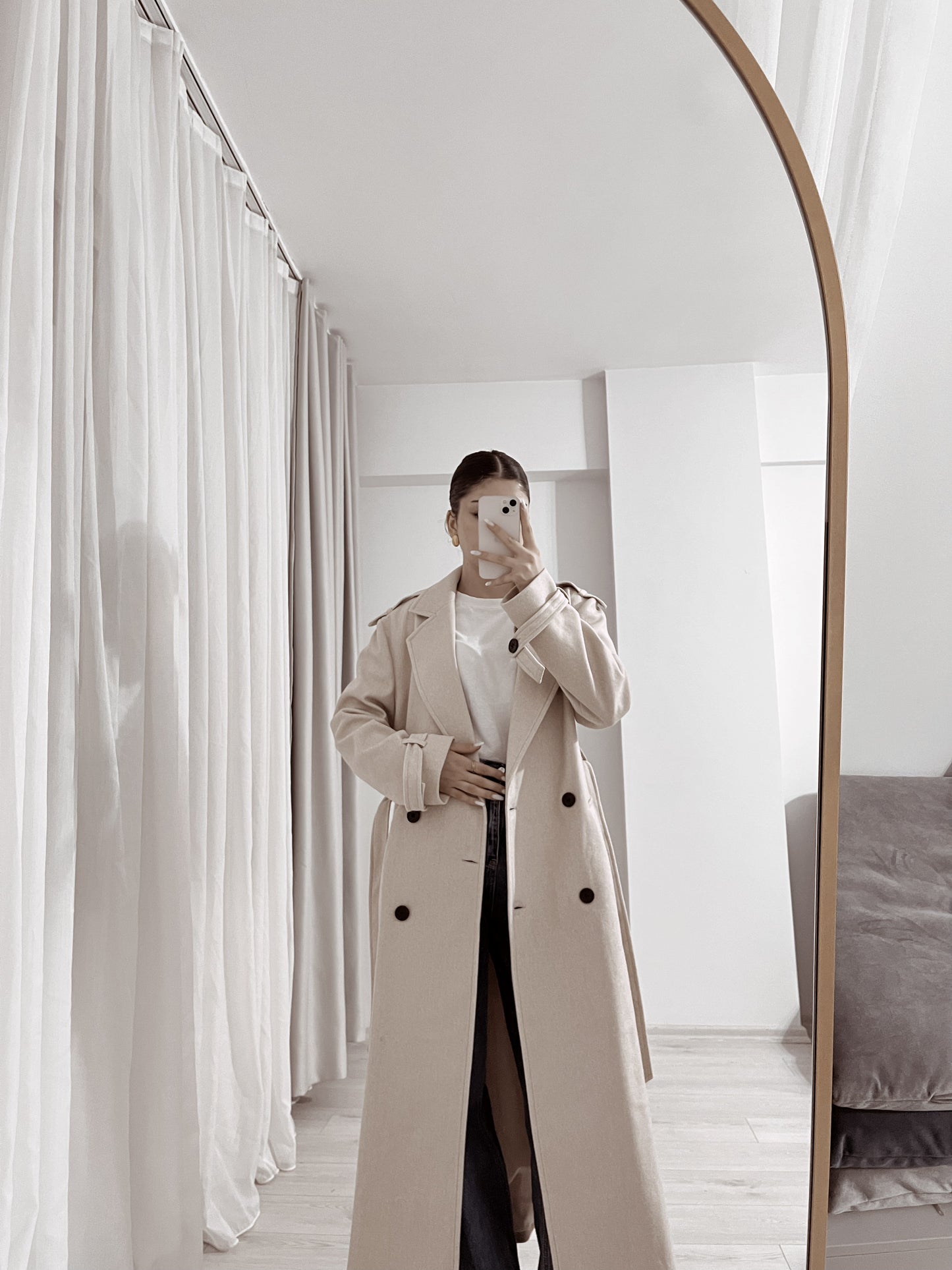 ASIA brand Double breasted coat with belt