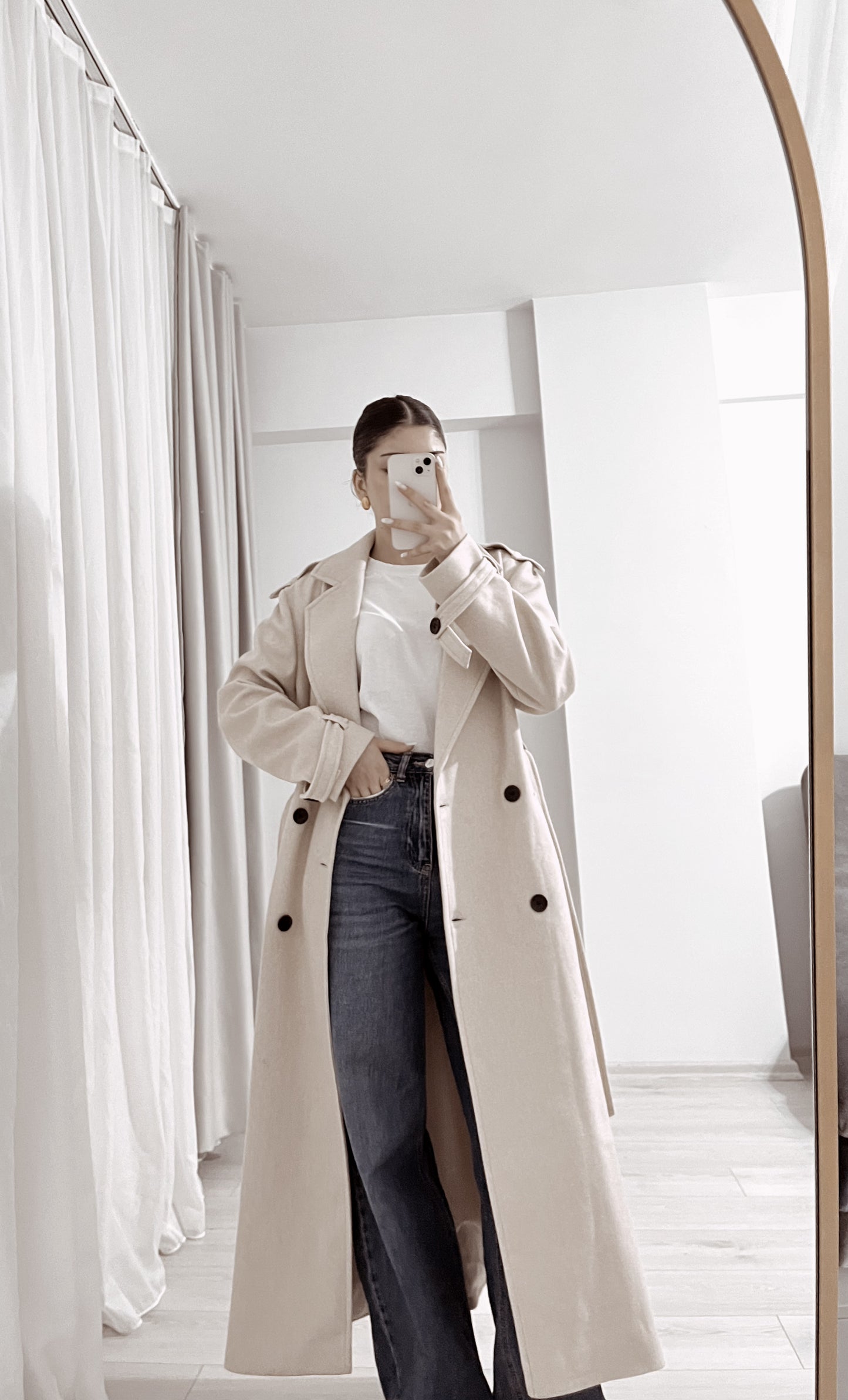 ASIA brand Double breasted coat with belt