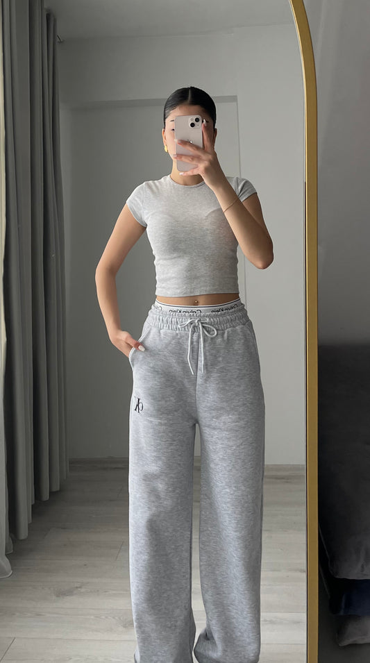 Ck wide leg fleece trouser with waistband