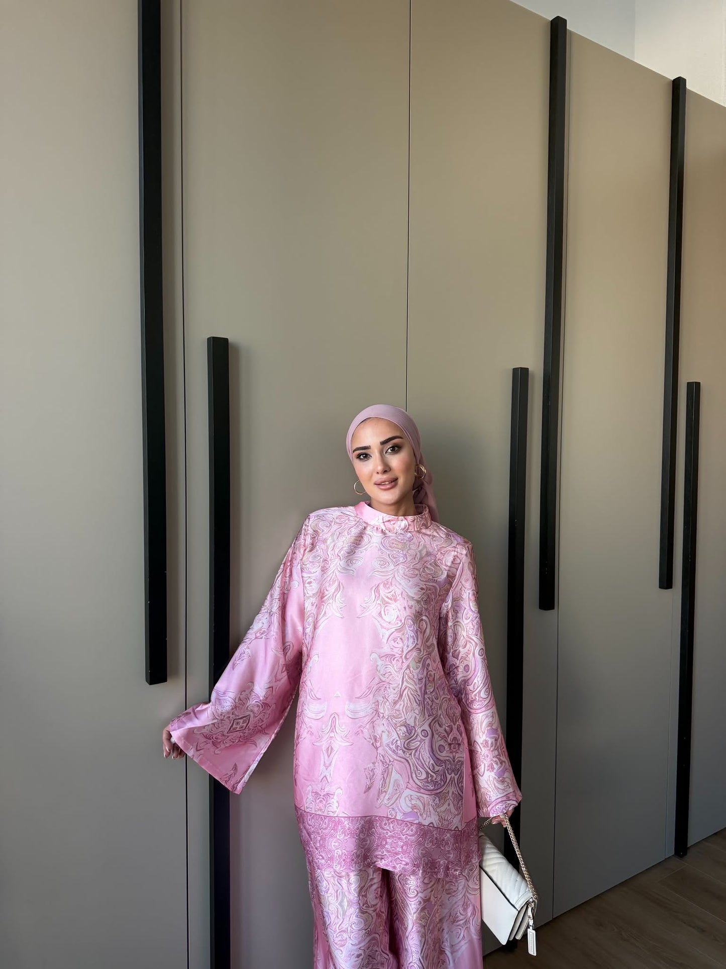 Printed satin set