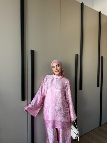 Printed satin set