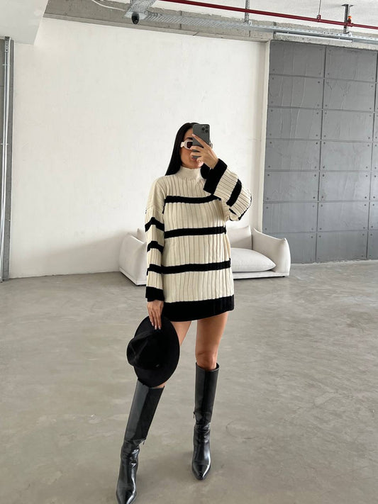 wide sleeves Striped  knitted blouse