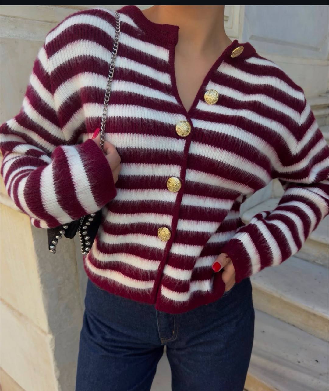 Striped Knitted Cardigan