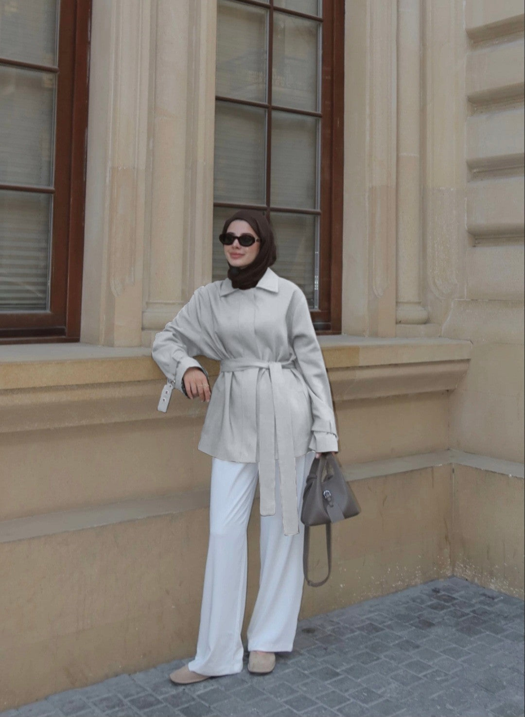Belted Zippered jacket with belt on sleeves