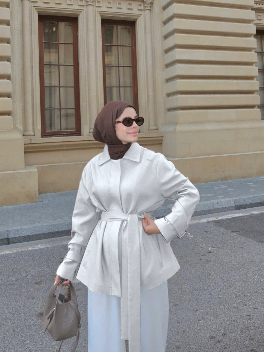 Belted Zippered jacket with belt on sleeves