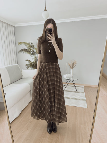 Checked chiffon lined Skirt