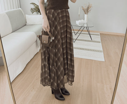 Checked chiffon lined Skirt