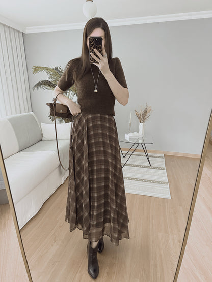 Checked chiffon lined Skirt