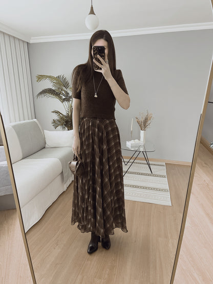 Checked chiffon lined Skirt