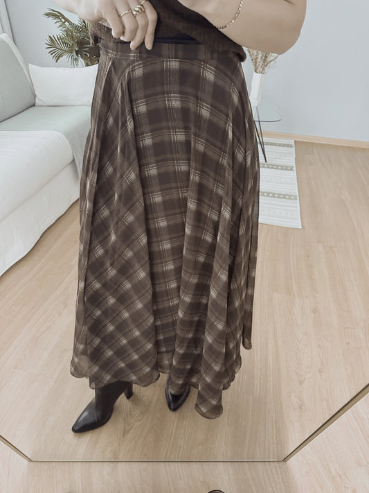 Checked chiffon lined Skirt