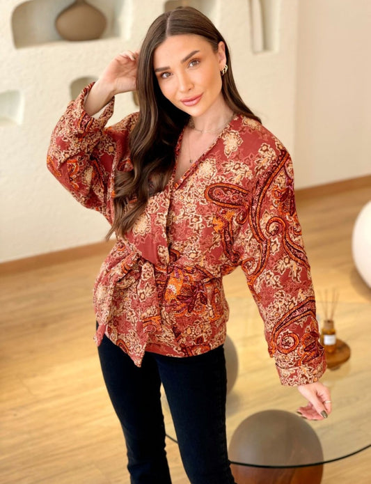 Printed boheme kimono jacket