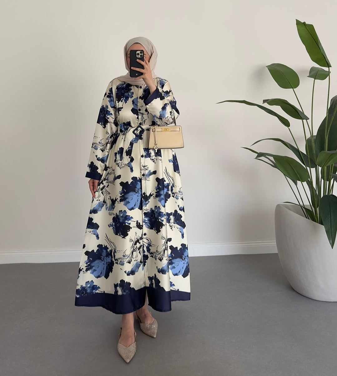 Printed satin dress