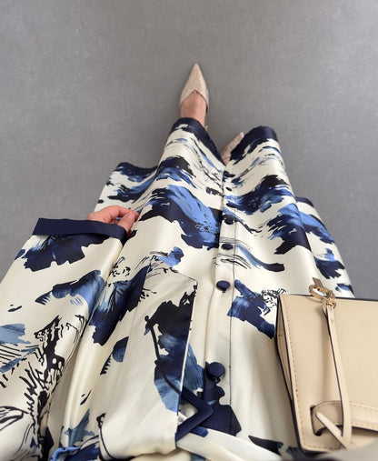 Printed satin dress