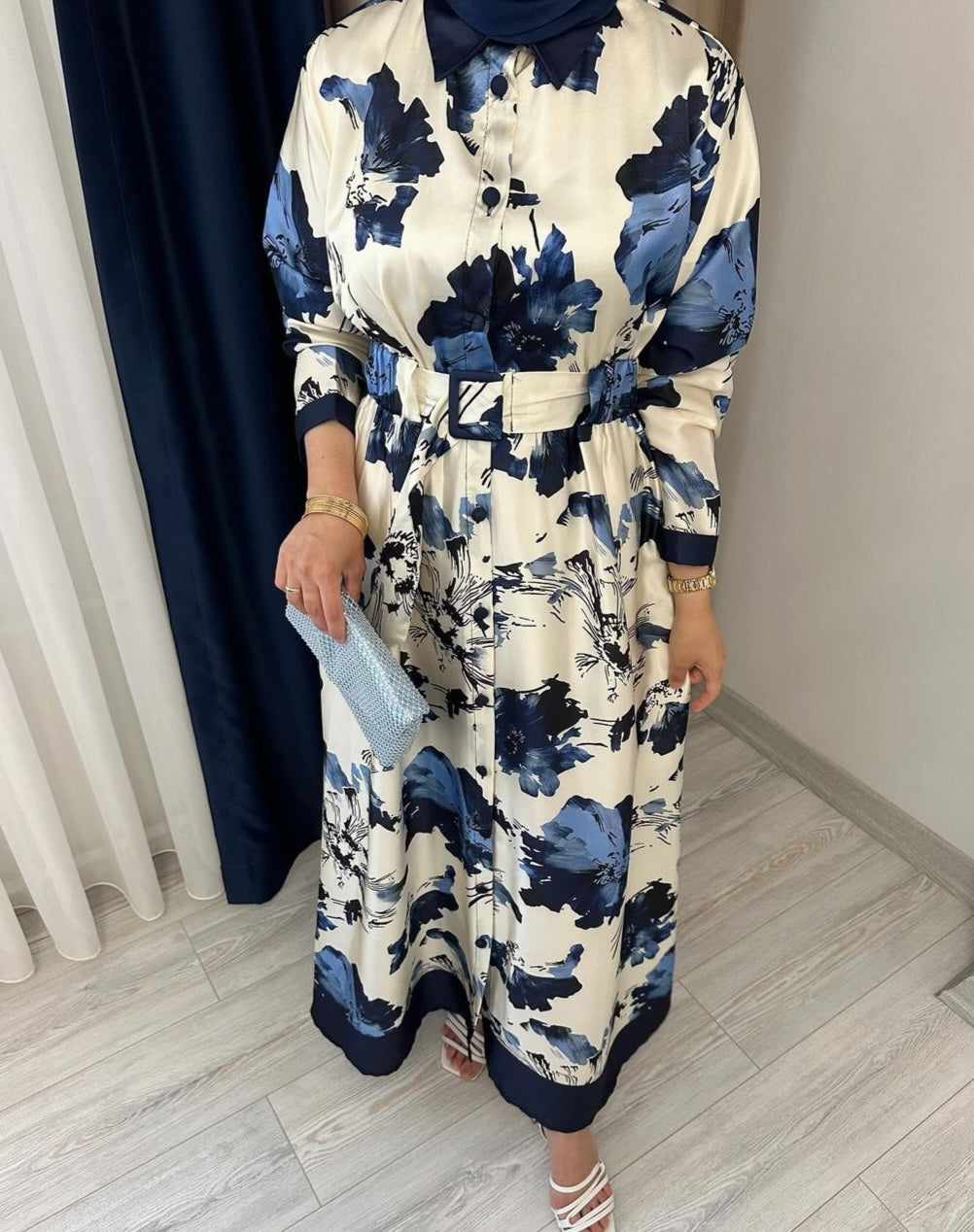 Printed satin dress