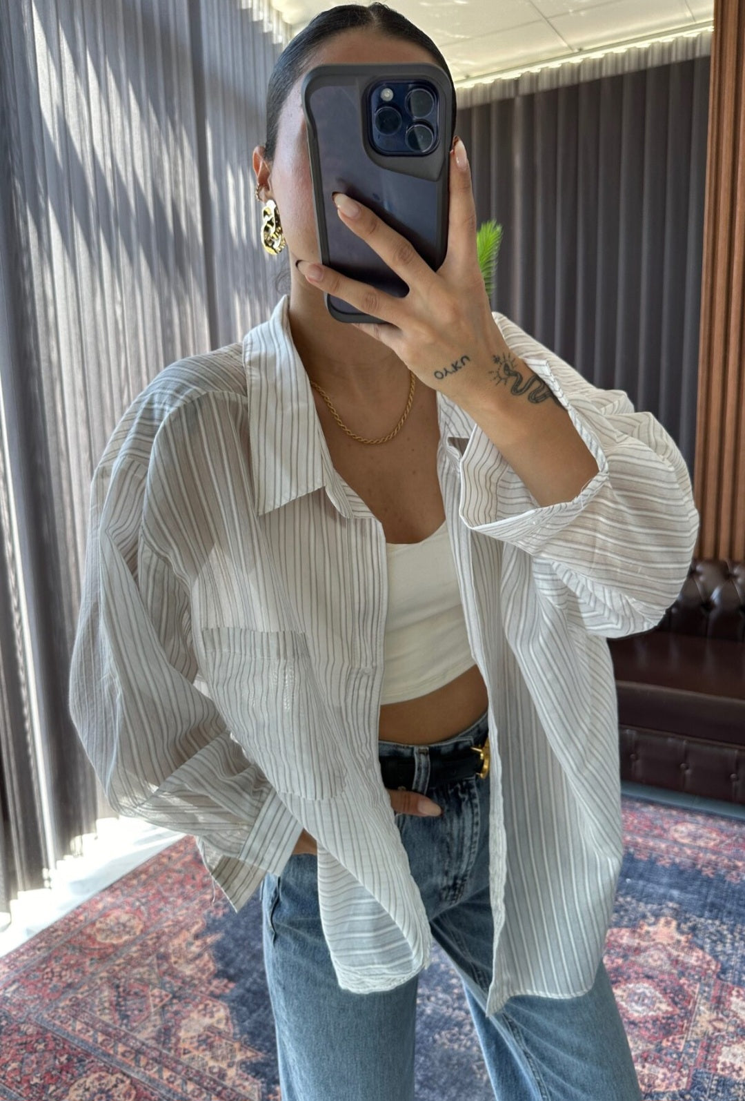 Striped chiffon shirt