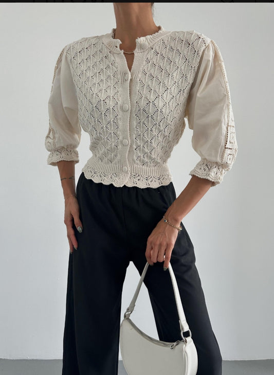 Knitted Cardigan with crochet details