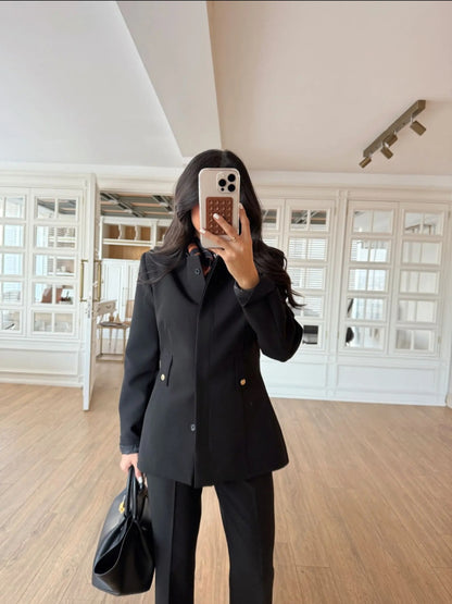 Belted blazer,straight leg trouser co-ord suit