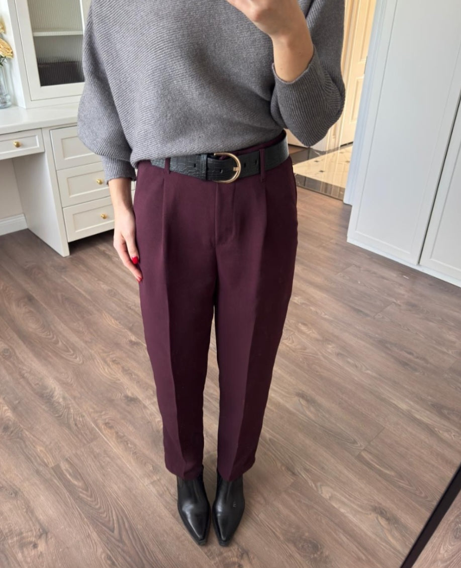 Belted mom fit trouser