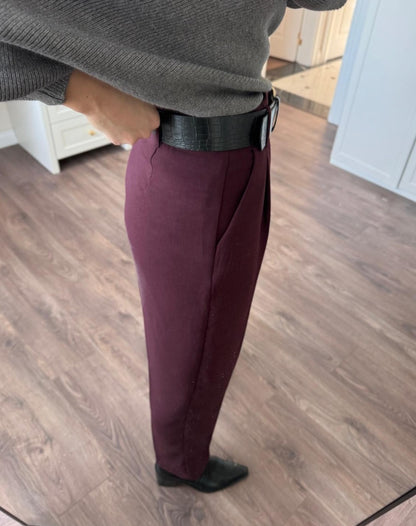 Belted mom fit trouser