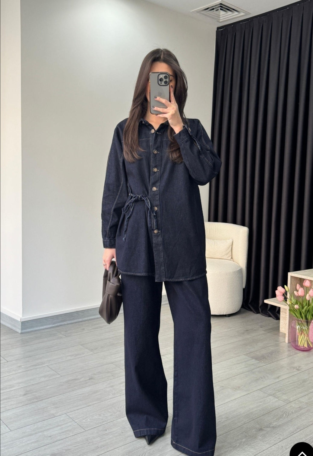 Side Tie co-ord Jeans Set