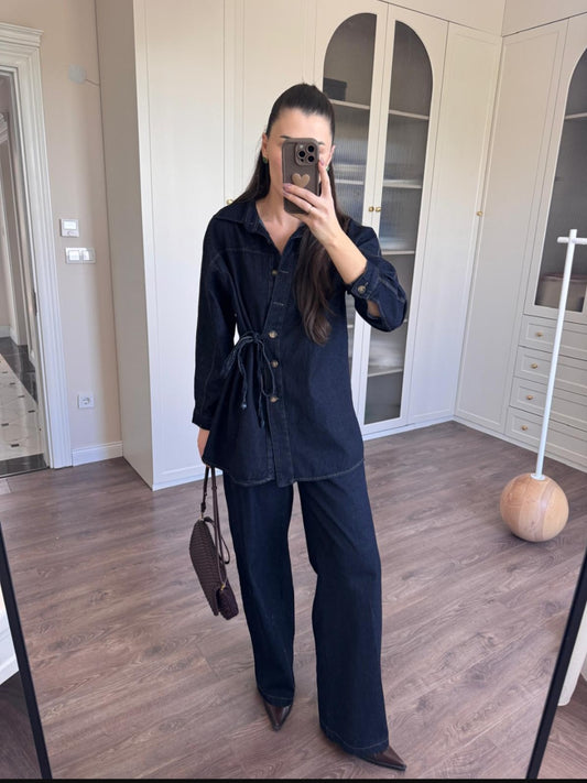 Side Tie co-ord Jeans Set